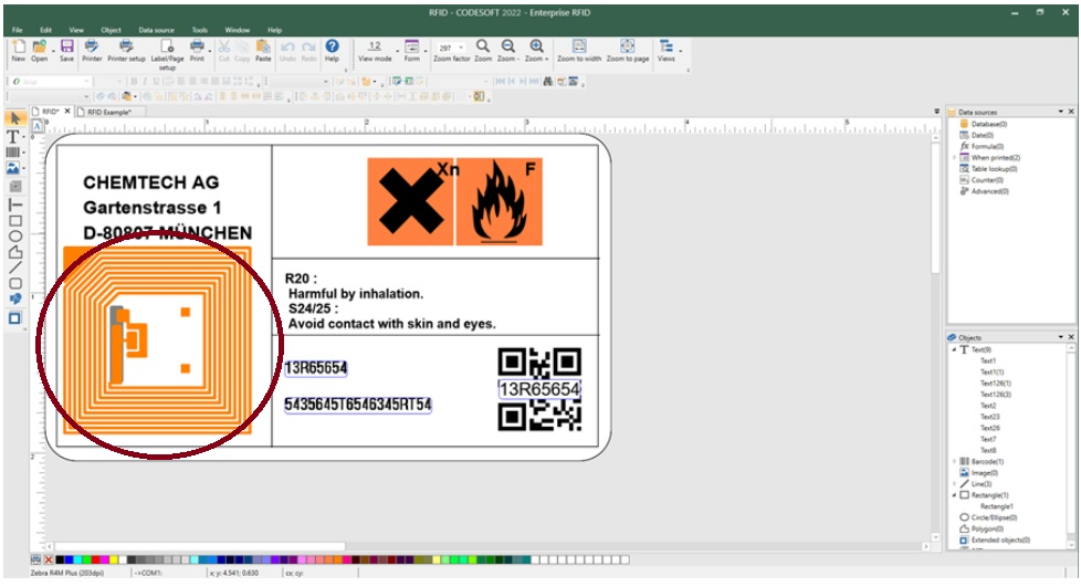 CODESOFT per progettazione di etichette RFID