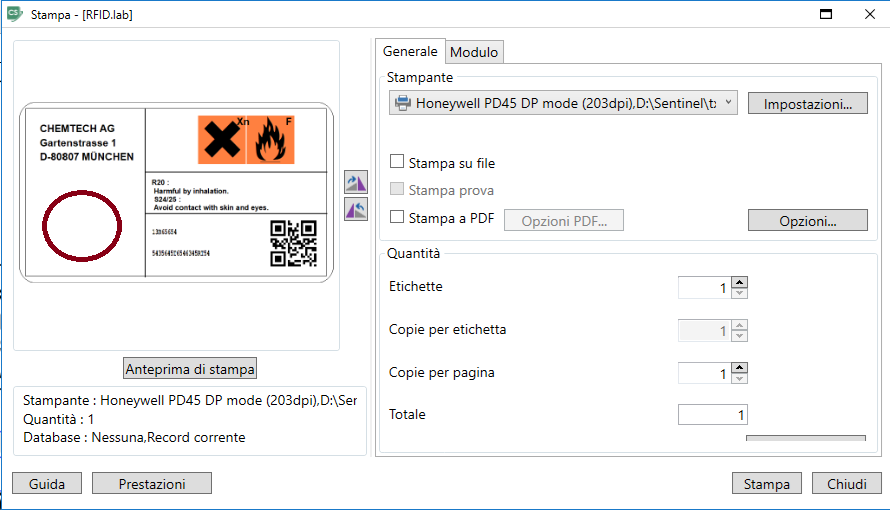 Stampa RFID con CODESOFT