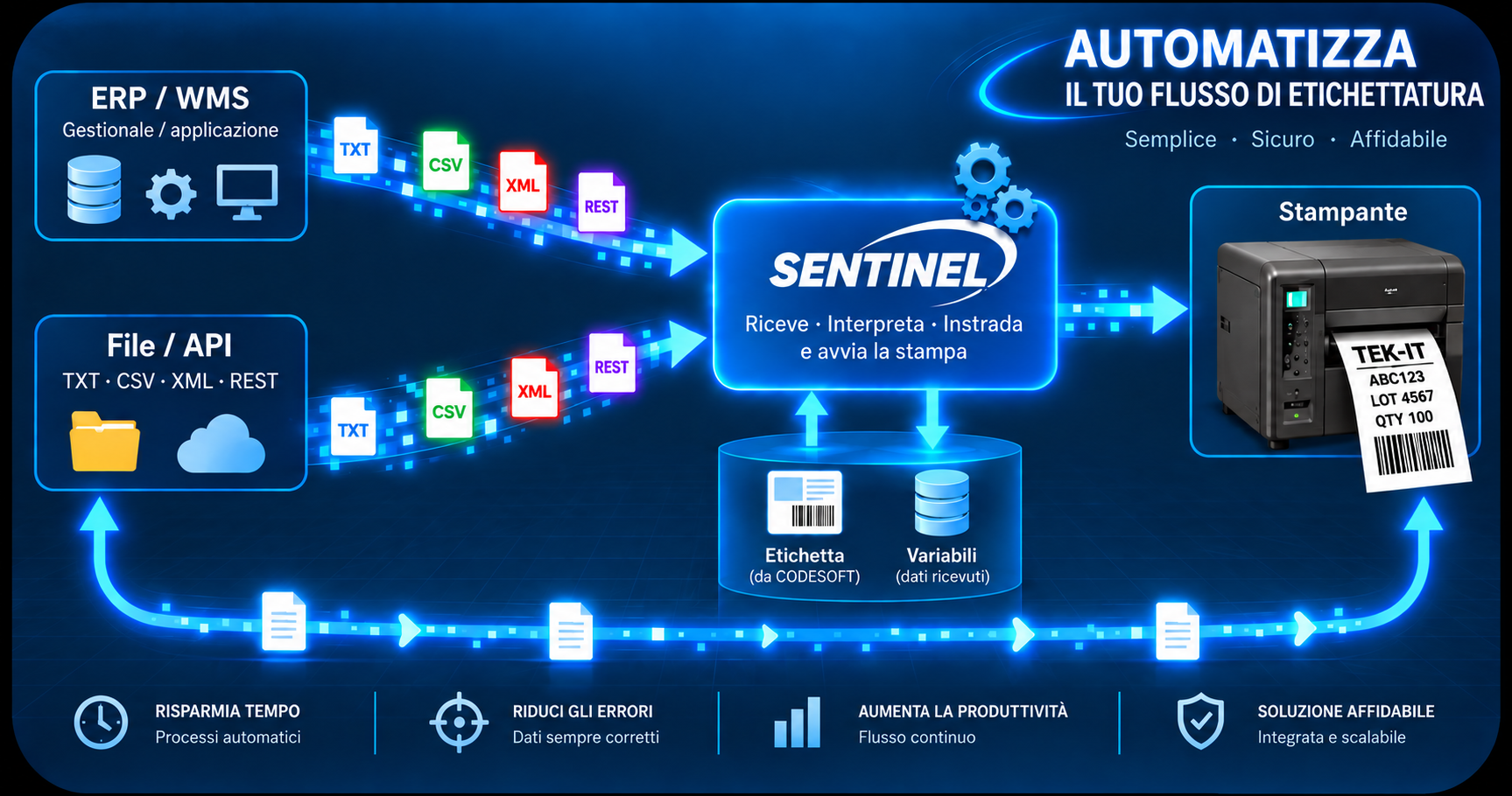 Schema SENTINEL per automazione del flusso di etichettatura